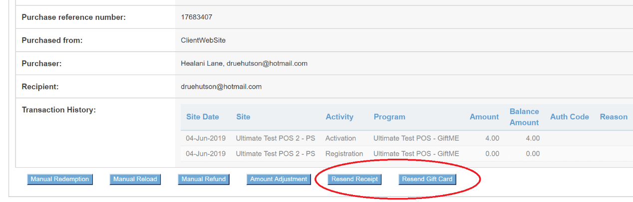 resend gift card